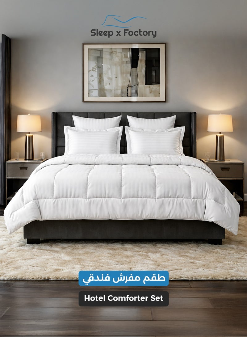 سليب × فاكتوري باقة فندقية فاخرة، لباد مرتبة بارتفاع 14 سم مع طقم لحاف فندقي فاخر بلون أبيض ووسادتين فندقيتين قطنية فاخرة، يناسب سرير كينغ مقاس 200 × 180 سم - Image 5